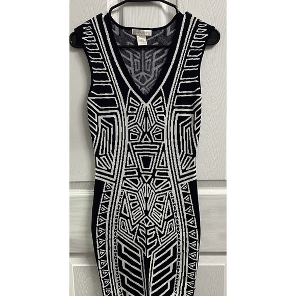 JEALOUS TOMATO Womens Black&White Tribal‎ Print Sweater Knit Bodycon Dress Sz.S - Picture 1 of 8